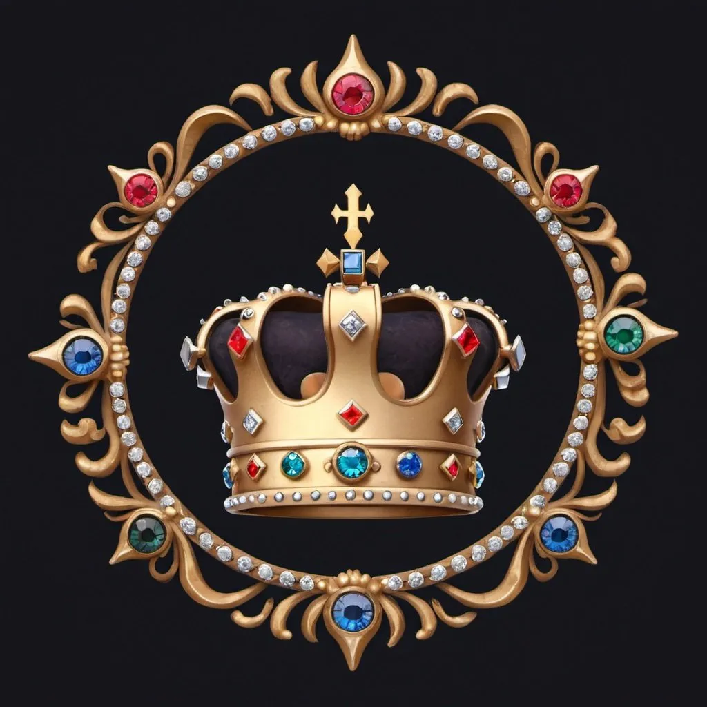 Prompt: A tiny crown with jewels in a circle