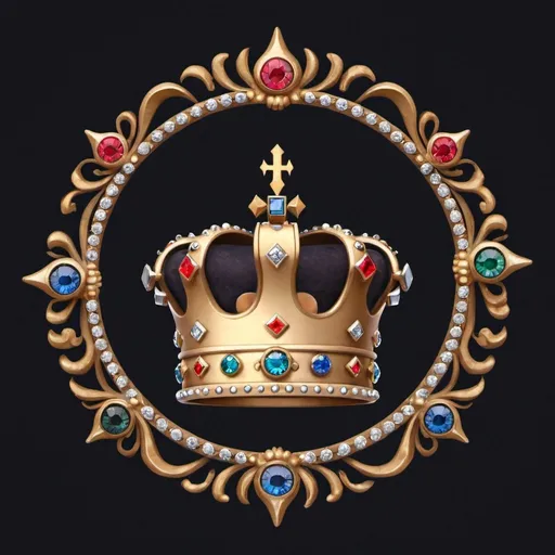 Prompt: A tiny crown with jewels in a circle