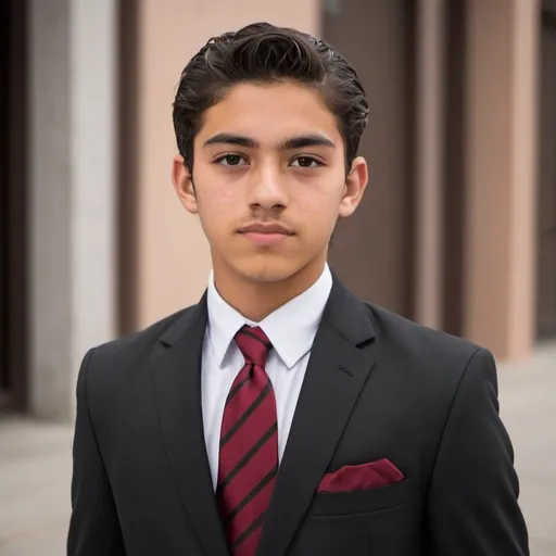 Prompt: 18 year old Mexican male wearing suit and tie 