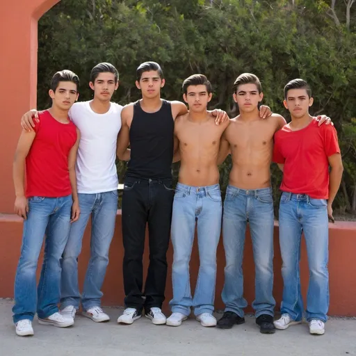 Prompt: A group of Mexican 18 year old males