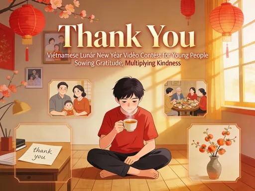 Prompt: The Vietnamese Lunar New Year is a time for us to slow down after the hustle and bustle, to reflect on the past year and look forward to the new year with hope and aspirations.

Looking around, when we pause, we will feel grateful for what we have.

When we realize the seemingly small, easily overlooked things, we suddenly feel fulfilled and fortunate.
Tet is a time to give thanks, to love life even more.
This video contest for young people begins with the word "thank you" to sow the values ​​of gratitude in society.
Beautiful stories will multiply kindness and a way of life that prioritizes others.
Gratitude is one of the spiritual foundations of a compassionate and happy society.