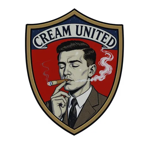 Prompt: Y que ponga cream united Un chico fumando vaper dentro del escudo