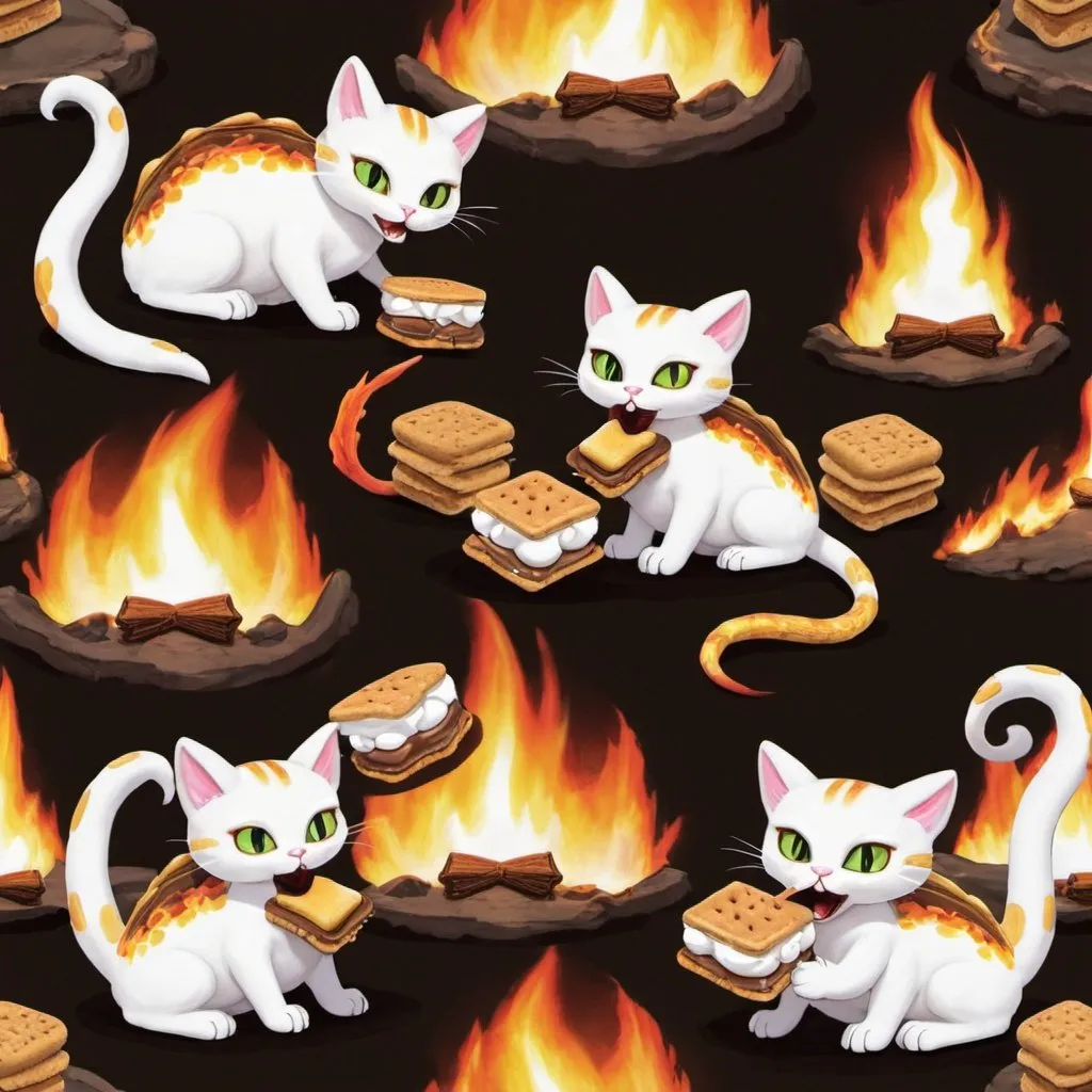 Prompt: smore cats eating dragons



