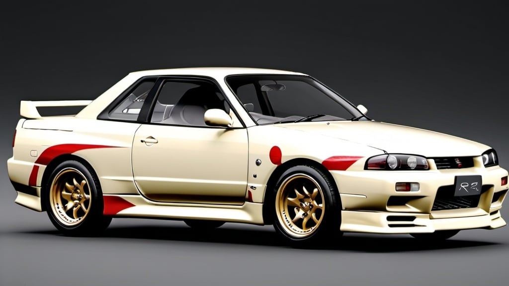 Prompt: Nissan Skyline R32 in the style of the year 1950s