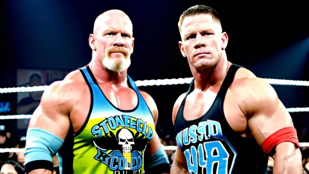 Prompt: John Cena dressed like stonecold Steve Austin 