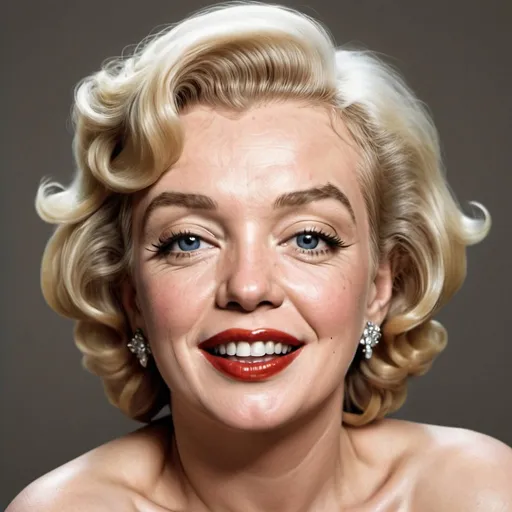 Prompt: A realistic photograph of how Marilyn Monroe would look like at the age of 50