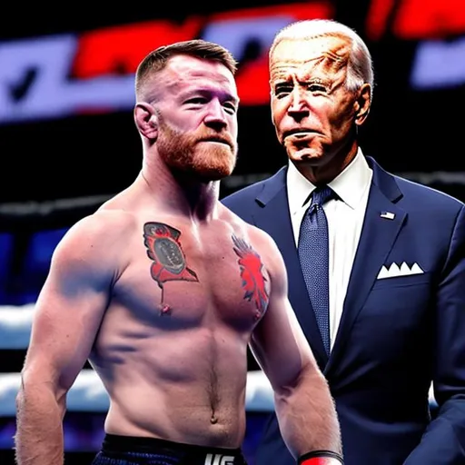 Prompt: Joe Biden in a MMA fight with Conner Mcgregor
