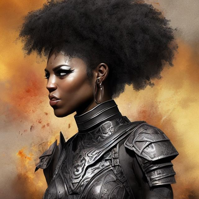 Prompt: Black female warrior