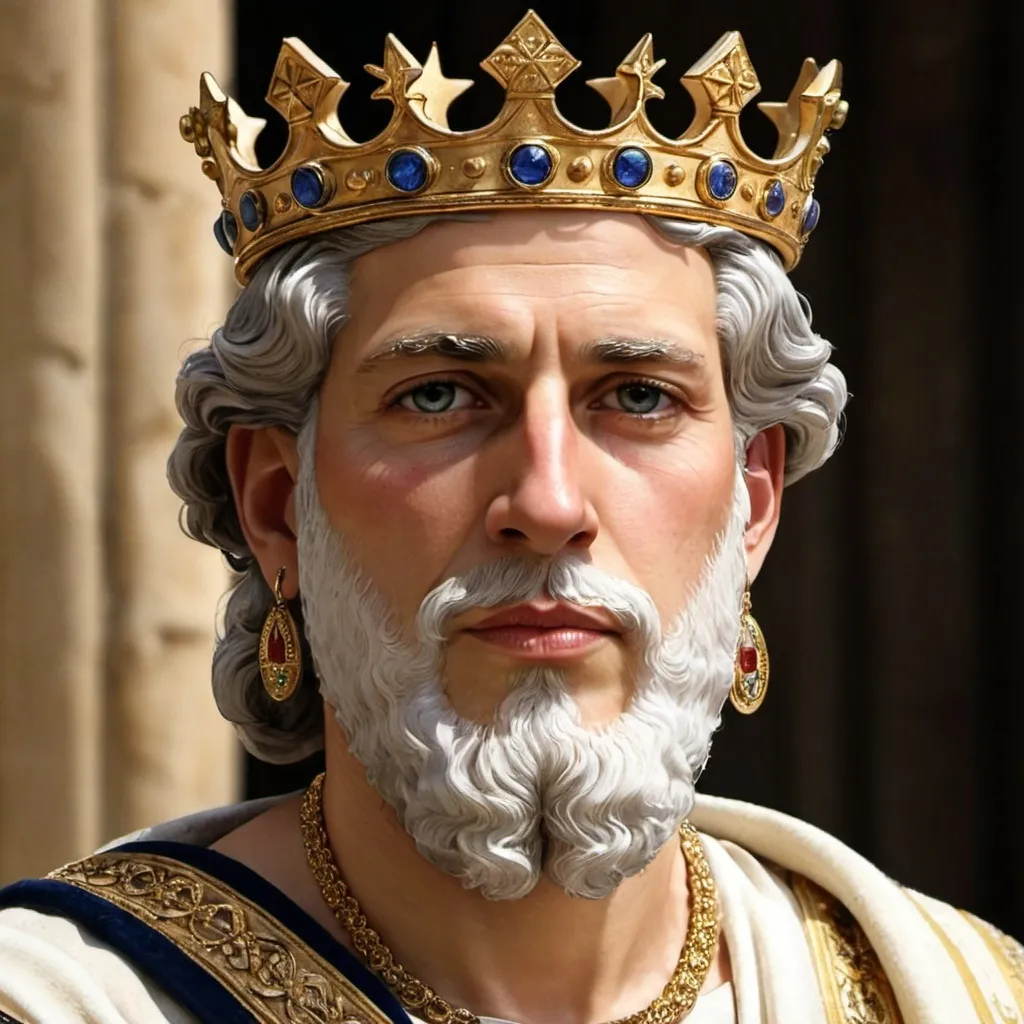 Prompt: King David of Israel with long earrings