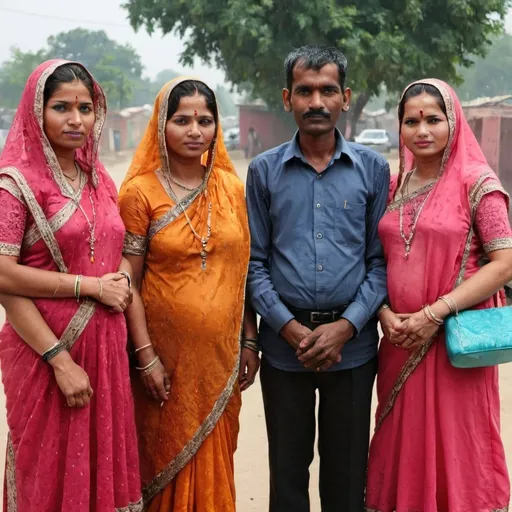 Prompt: A man in india with 4 wives