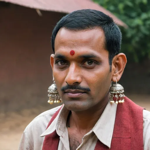 Prompt: A man from India with giant earrings