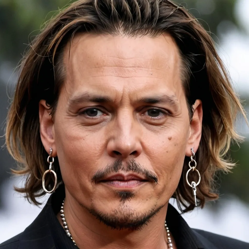 Prompt: Jonny Depp with his safety pin earrings