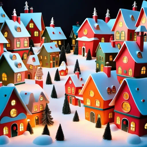 Prompt: whimsical christmas village