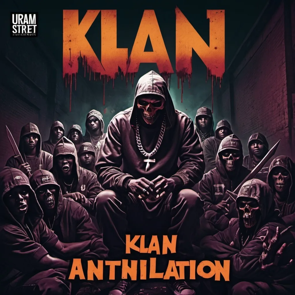 Prompt: draw an album cover for a diss track and write  the words "Klan Annihilation" across the top of the picture