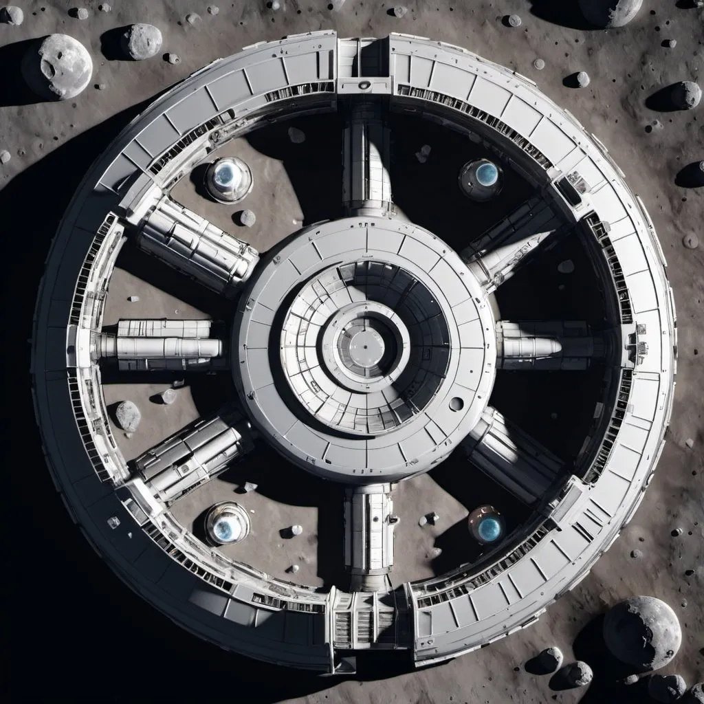 Prompt: moon base top down