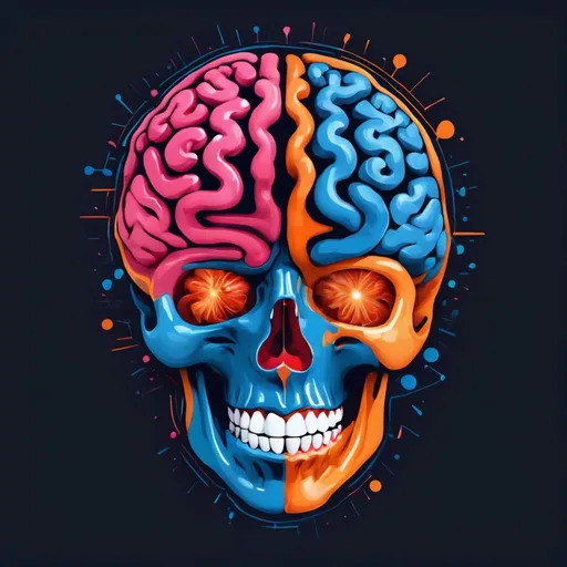 Prompt: Imagen simple en 2D de un cerebro en transformación: El logo consistirá en una representación simple de un cerebro en forma de óvalo con algunos pliegues para simular los giros y circunvoluciones del cerebro humano.

Elemento de transformación: Se agregará una línea ondulada que atraviese el cerebro, comenzando de forma simple en un extremo y volviéndose más compleja y detallada hacia el otro extremo, para representar la transformación y el crecimiento personal.

Coloración: Se utilizarán colores llamativos pero significativos. El cerebro será de un tono azul para transmitir estabilidad y confianza, mientras que la línea de transformación será de tonos más brillantes como el amarillo o el naranja para sugerir crecimiento y cambio.

Tipografía: Se acompañará el logo con un texto que identifique la marca personal, utilizando una tipografía clara y legible que se complemente con el diseño del logo.

Este diseño en 2D será simple pero llamativo, identificando claramente la marca y transmitiendo la idea de desarrollo y transformación de manera efectiva.