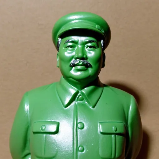 Prompt: Rotocast mexican bootleg figure of Chairman Mao.  Do not paint the figure. It's an unpainted green mold.