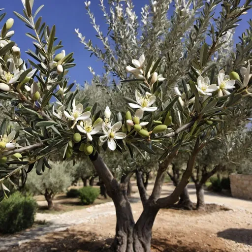 Prompt: olive tree in bloom