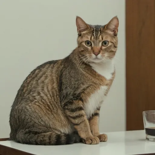 Prompt: a cat sitting on a table