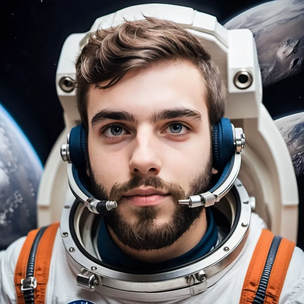 Prompt: young astronaut with beard