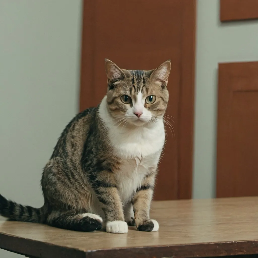 Prompt: a cat sitting on a table