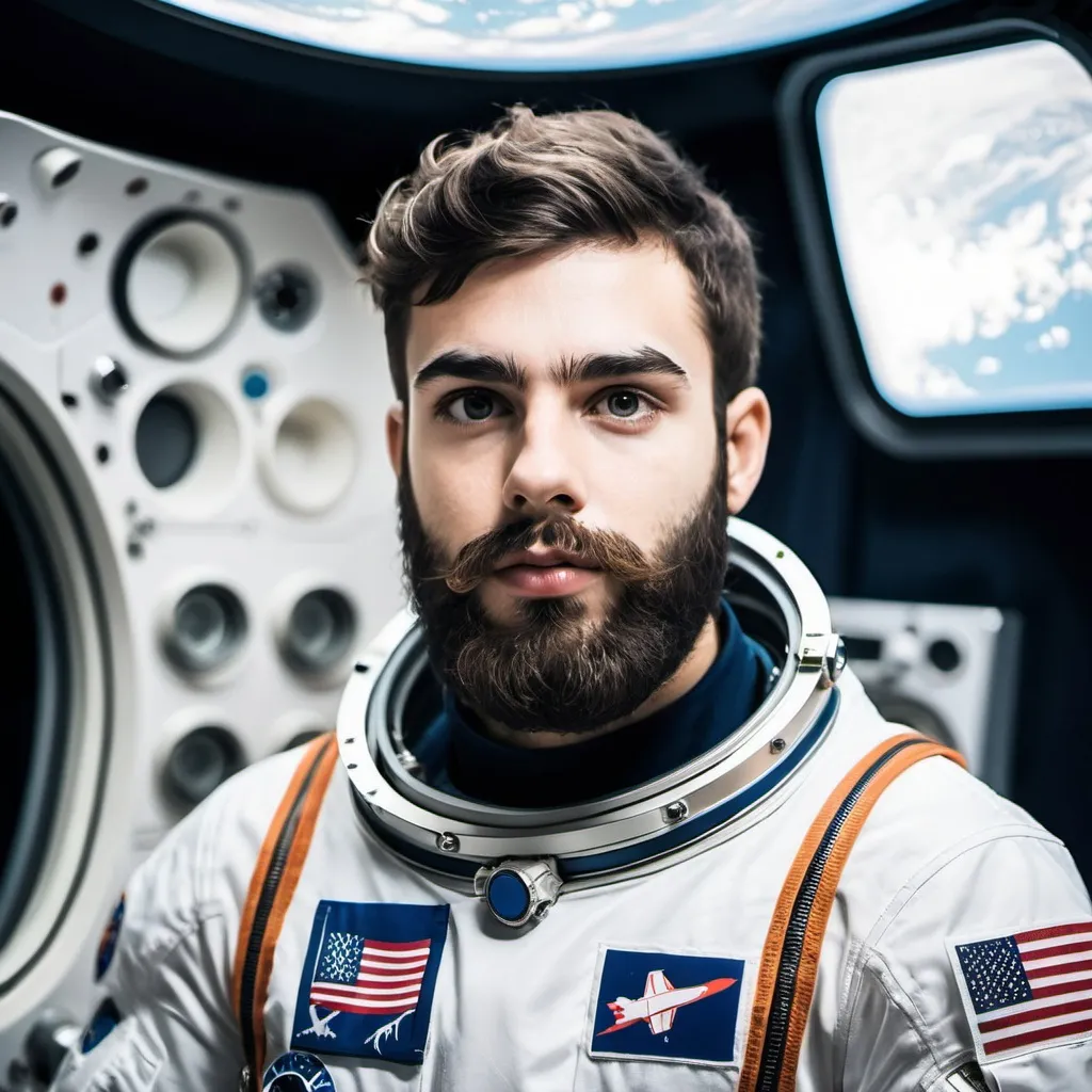 Prompt: young astronaut with beard