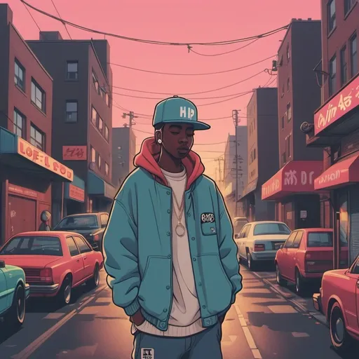 Prompt: Hip hop hood lofi