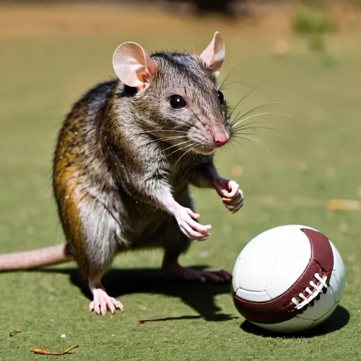 Prompt: tree rat playing football