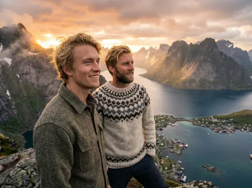 Prompt: Show them together, sunset vista