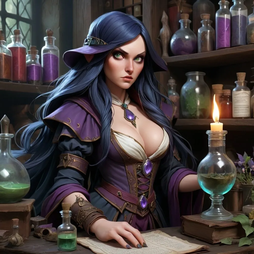 Prompt: Sorceress apothocary 