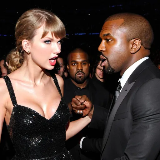 Prompt: Taylor Swift gets punched by Kanye West