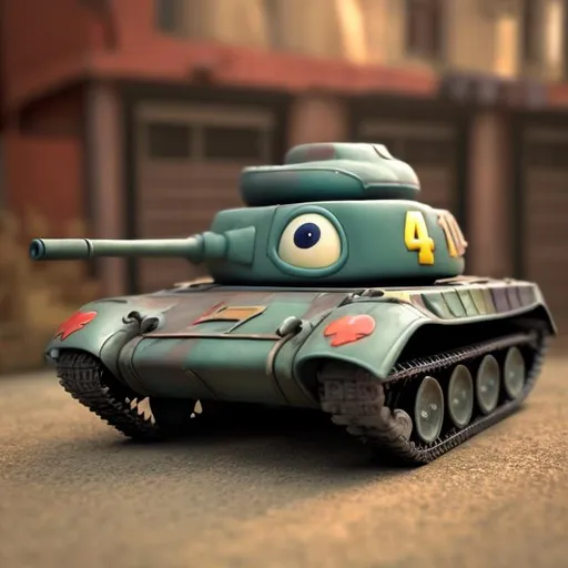 Prompt: t-34 tank as a pixar car