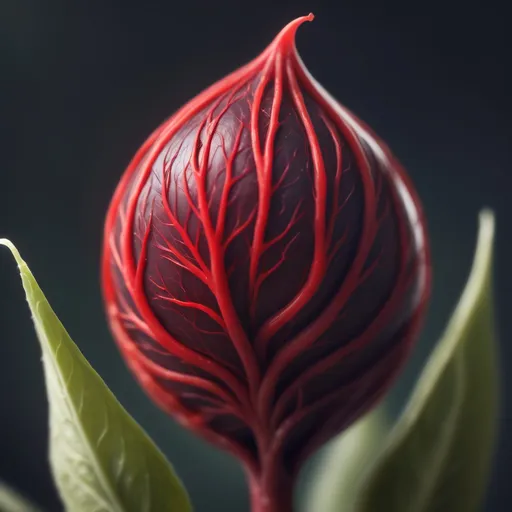 Prompt: A seed with bright red veins