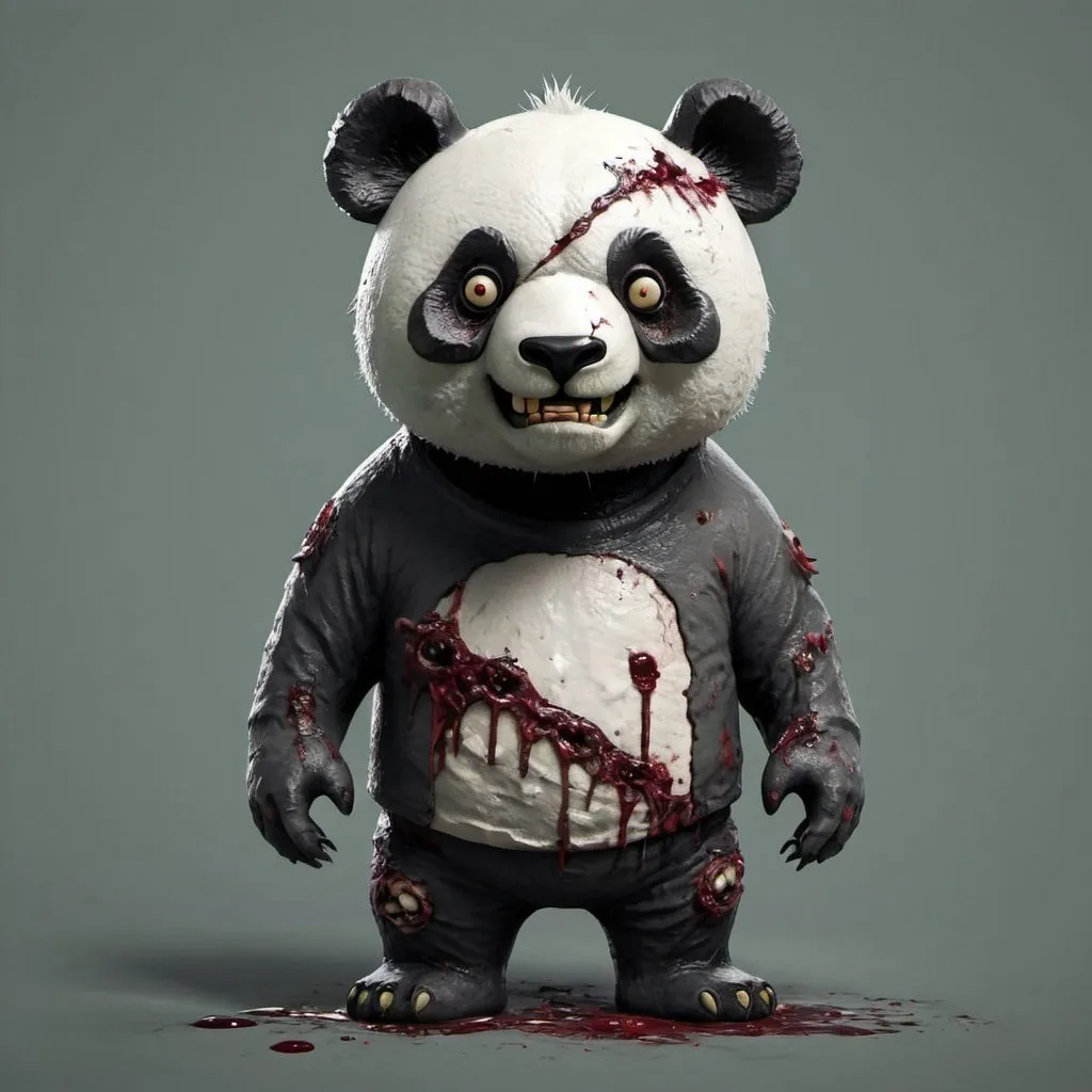 Prompt: Un panda zombie