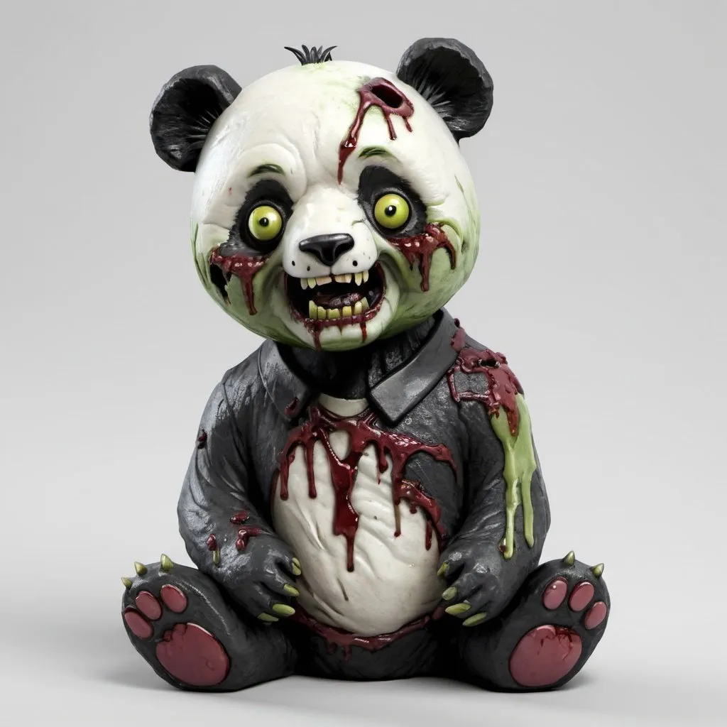 Prompt: Un panda zombie