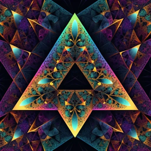 Prompt: Triangle Sierpinski fractal psychedelic colors