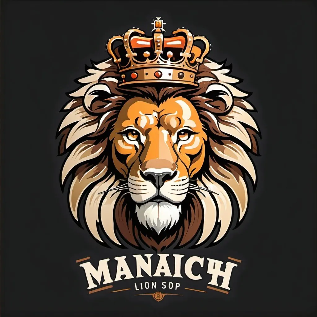 Prompt: Vintage style logo , majestic lion, larger crown, machine shop, calipers rich and warm color palette, detailed fur and mane, monarch's dignified gaze, high quality, vintage, majestic lion looking left, machine shop, royal, rich color palette, vintage logo, calipers