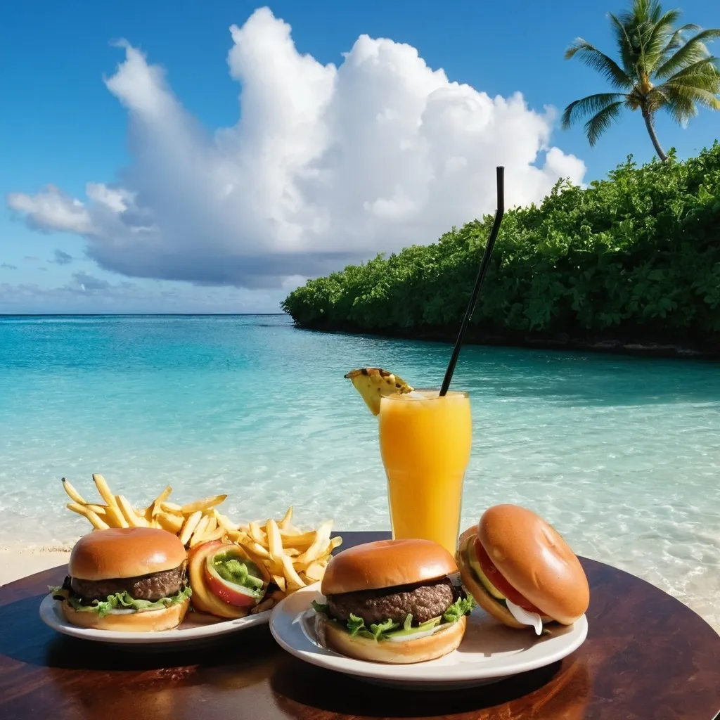 Prompt: cheeseburger in paradise 