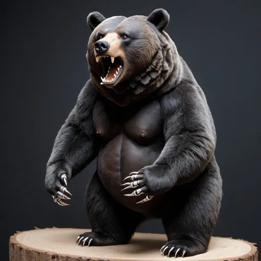 Prompt: /imagine a bear with 8 eyes around the muzzle and spider mandible around the muzzle to the bear got 6 arms with hand with 6 finger and 5 centimeter claw the bear is standing on 2 bear legs the bear got black's fur
