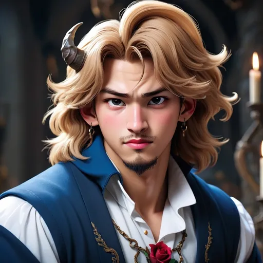 Prompt: (Felix of Stray Kids) as The Beast of beauty and the Beast Disney 