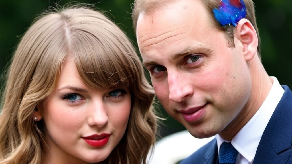 Prompt: Glamour photography Prince William and Taylor Swift