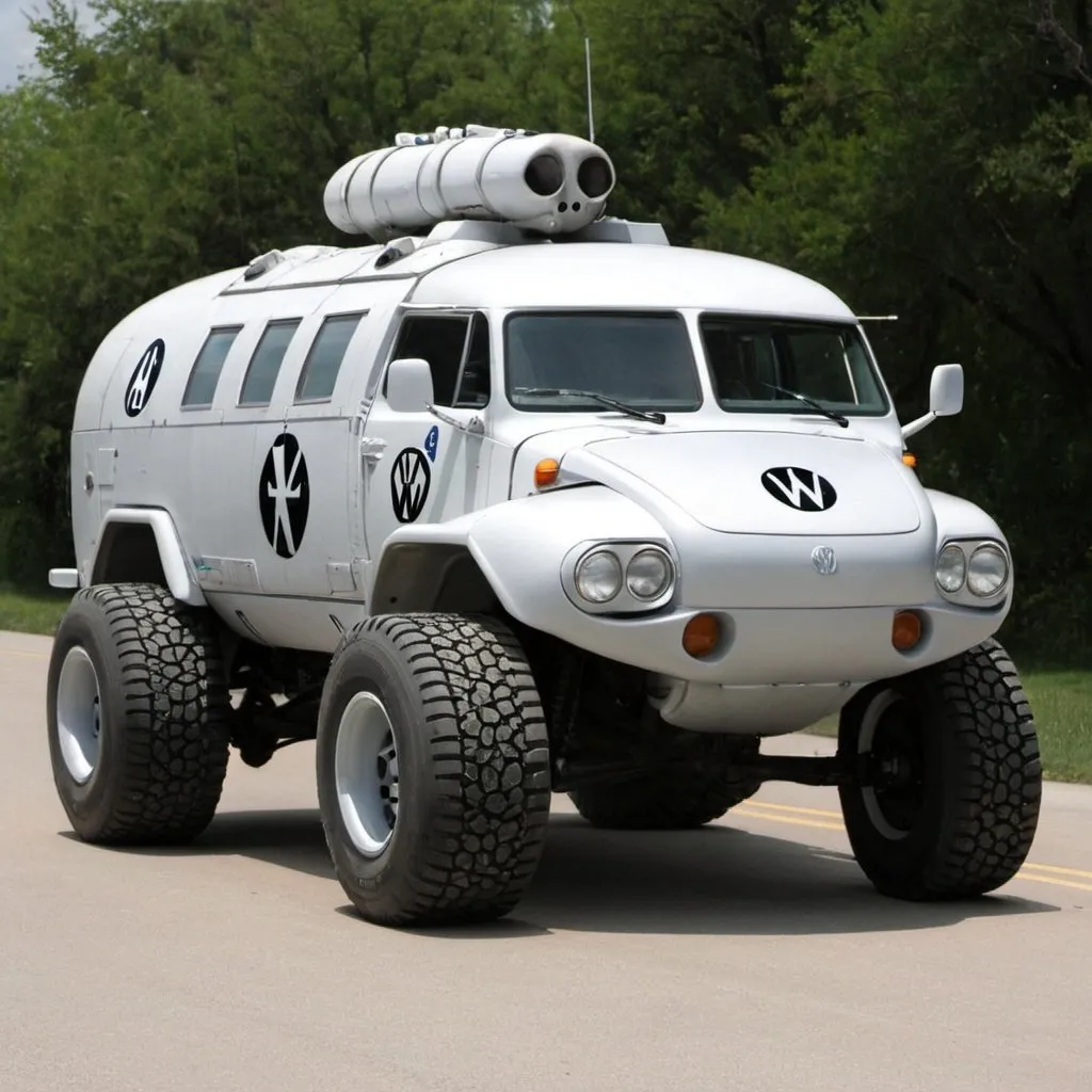 Prompt: A-10 warthog VW bus hybrid.