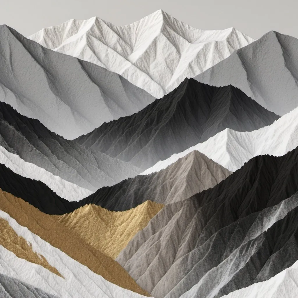 Prompt: high resolution textured dhauladhar range in snow white, black and grey and golden