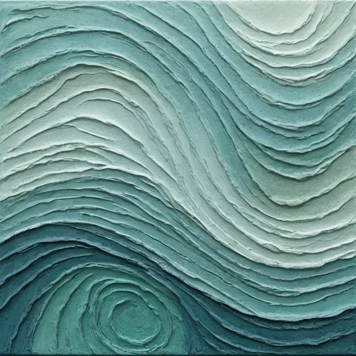 Prompt: tidal textured art look in shades of sea green and sku blue