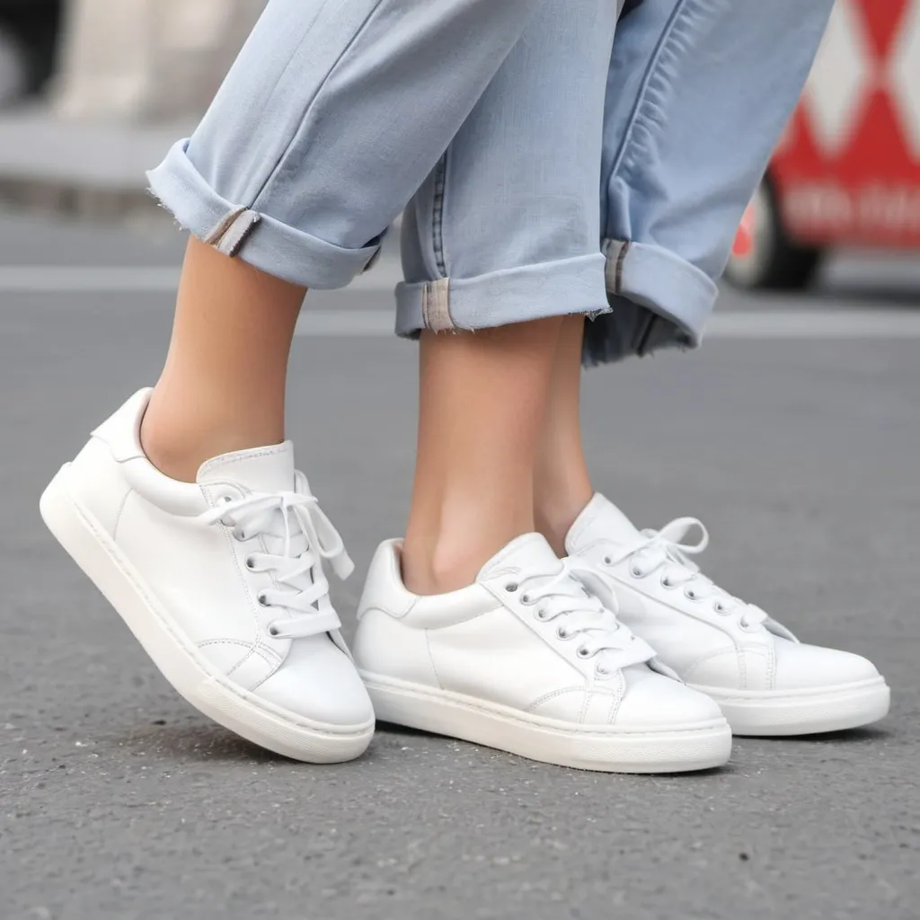 Prompt: Add white sneakers shoes