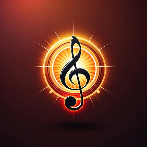 Prompt: minimalist logo design, treble clef, light at the center, vibrant sun burst background, sun flare effect, (red, orange, and yellow with contrast), modern, clean lines, dynamic composition, album cover style, warm tones, creative and sleek, ultra-detailed, high quality 4K.