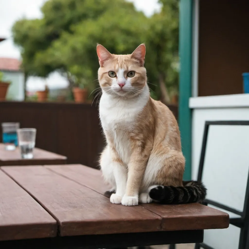 Prompt: a cat sitting on the tables