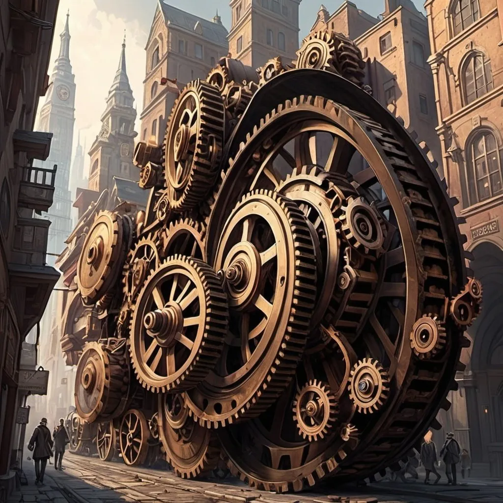 Prompt: city of cogs and wheels