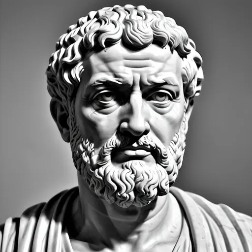 Prompt: Generate a black and white of stoic philosopher 