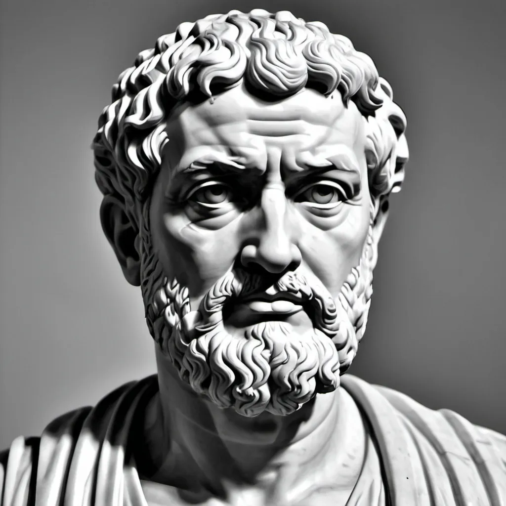 Prompt: Generate a black and white of stoic philosopher 